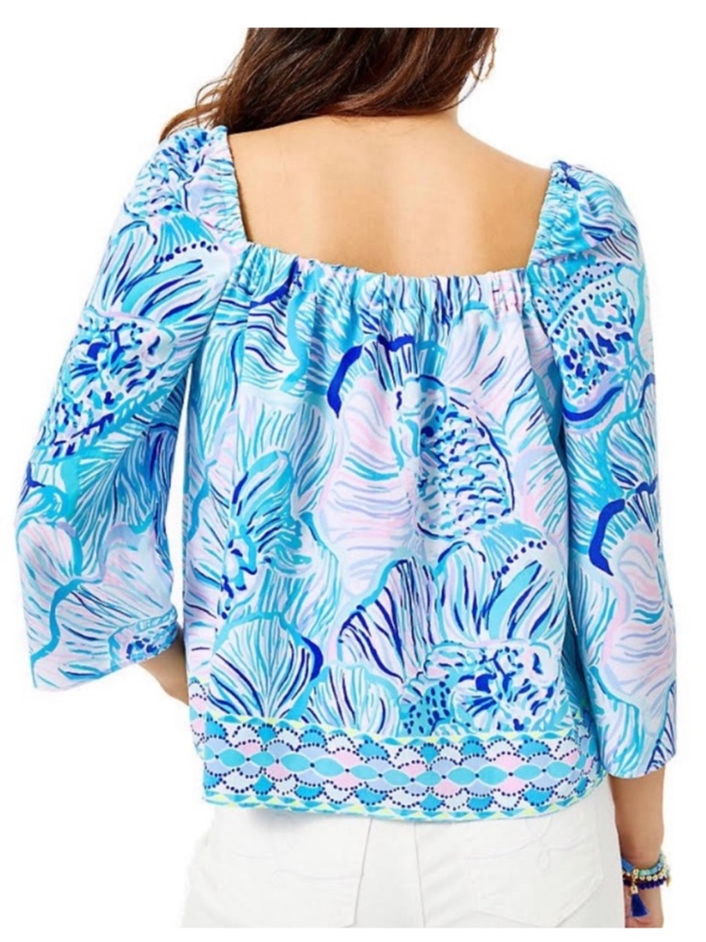 NEW Lilly Pulitzer Lizzie Top. Bermuda Blue. M. NWT - Picture 3 of 6